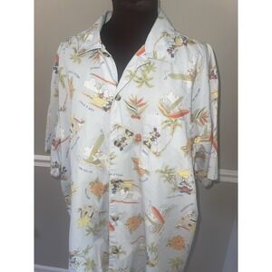 Vintage Y2K Disney Hawaiian Shirt Mens XL Mickey Mouse Minnie Donald‎ Duck